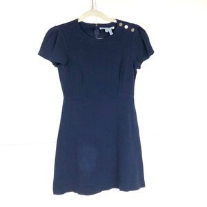 DRAPER JAMES Navy Blue Short Sleeve Mini Dress Size Small Sailor Nautical FLA